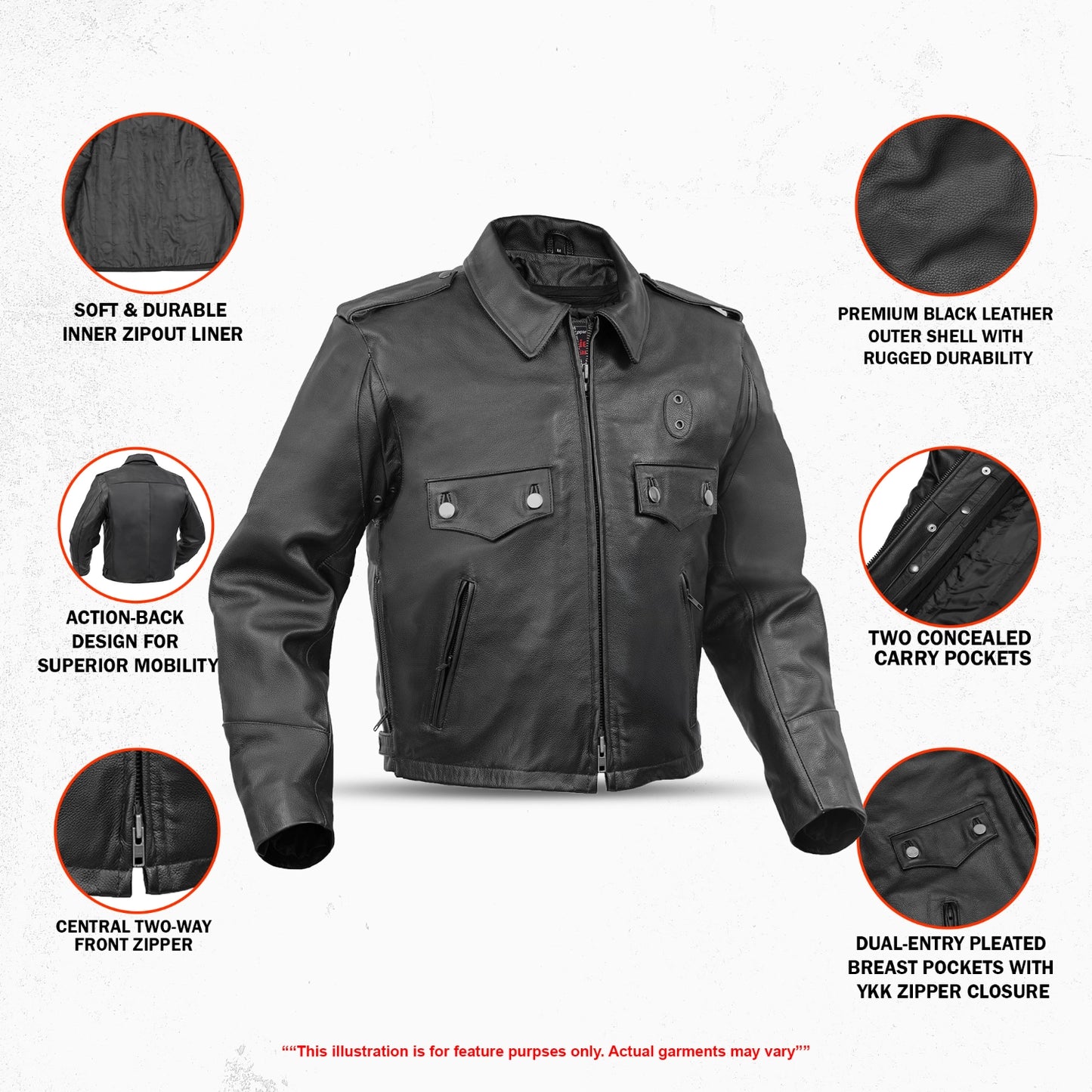 Line Hard – Men’s Leather Motorcycle Jacket