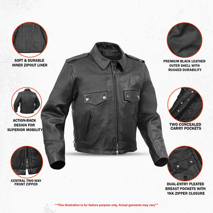 Line Hard – Men’s Leather Motorcycle Jacket