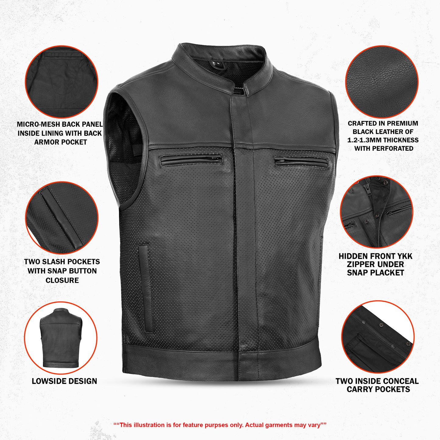 Mile Maker – Lowcut Men’s Leather Motorcycle Vest