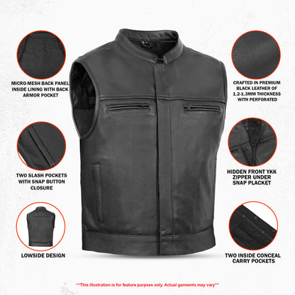 Mile Maker – Lowcut Men’s Leather Motorcycle Vest