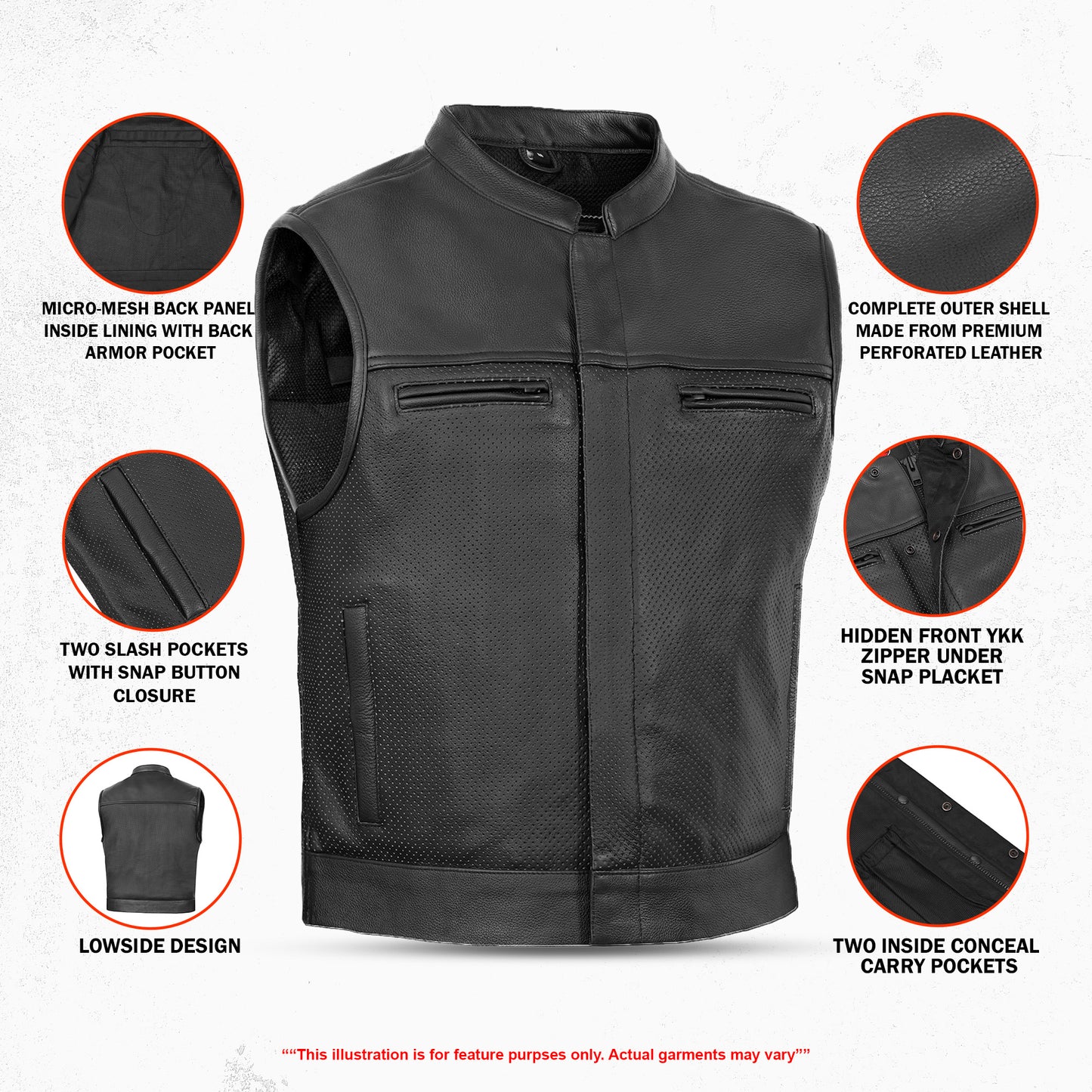 Mile Maker – Lowcut Men’s Leather Motorcycle Vest