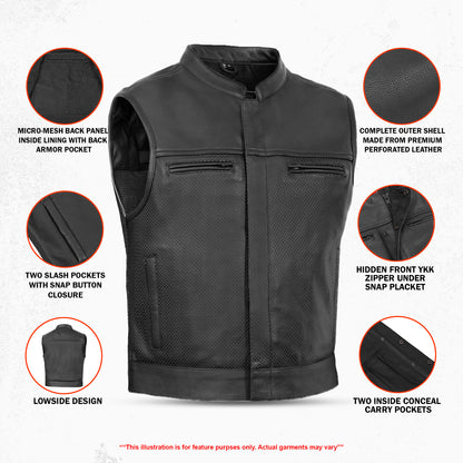 Mile Maker – Lowcut Men’s Leather Motorcycle Vest