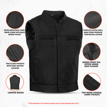 Mile Maker – Men’s Leather Motorcycle Vest