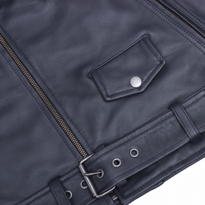 Moonlight Women's Navy Blue Fashion Leather Jacket