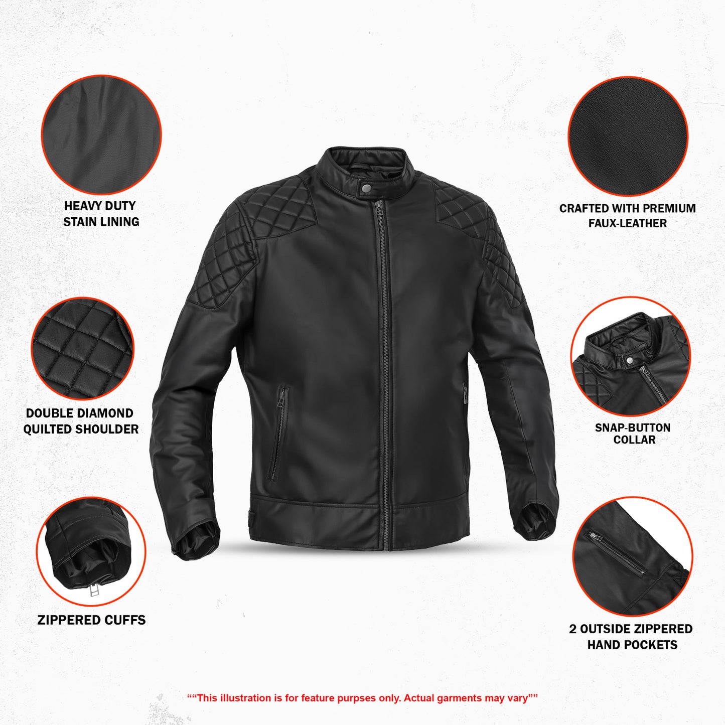 Morvex – Men’s Faux Leather Motorcycle Jacket