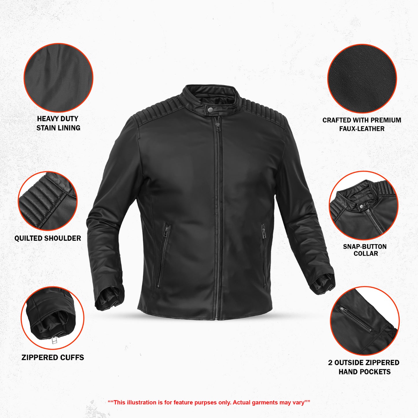 Nyrox – Men’s Faux Leather Motorcycle Jacket
