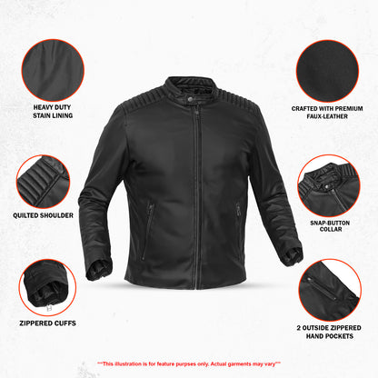 Nyrox – Men’s Faux Leather Motorcycle Jacket