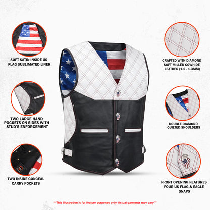 Patriot's Path - Men’s Motorcycle Leather Vest