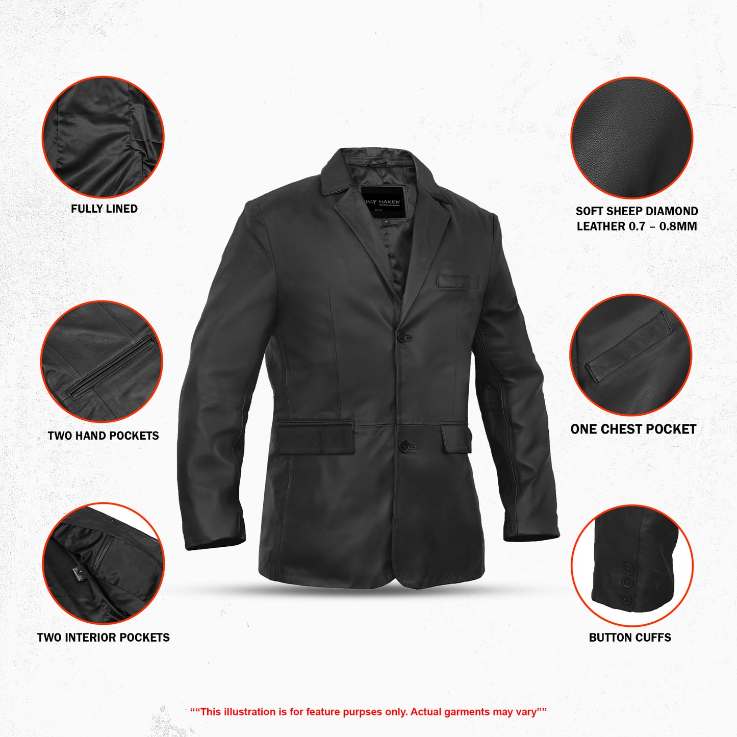 Retro Trim Men's Sheep Skin Leather Blazer