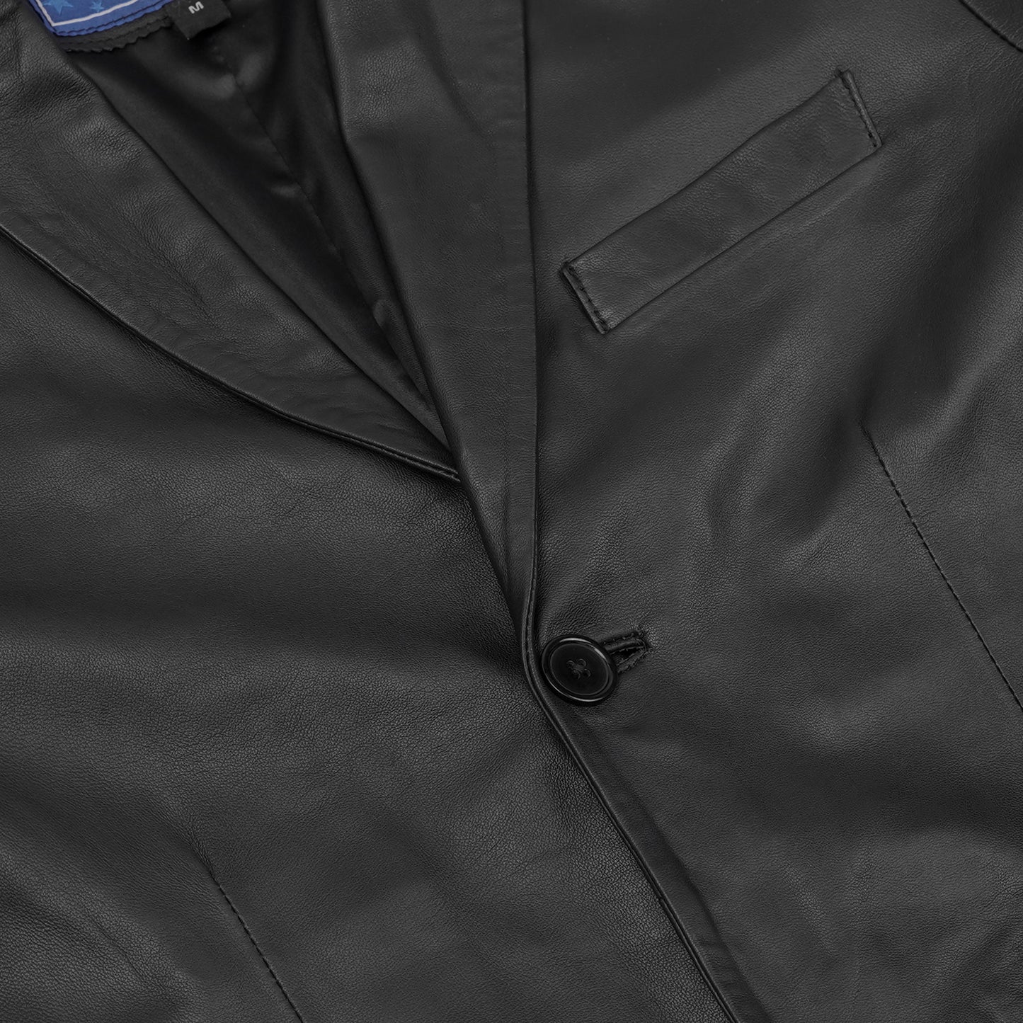 Retro Trim Men's Sheep Skin Leather Blazer