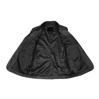 Retro Trim Men's Sheep Skin Leather Blazer