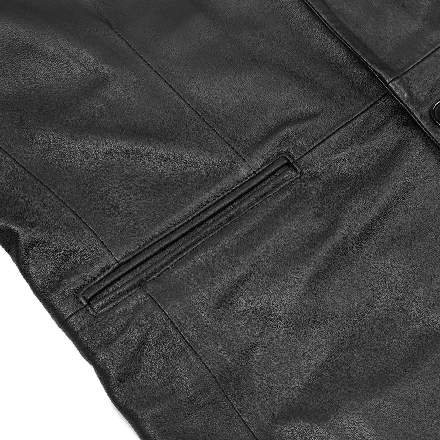 Retro Trim Men's Sheep Skin Leather Blazer