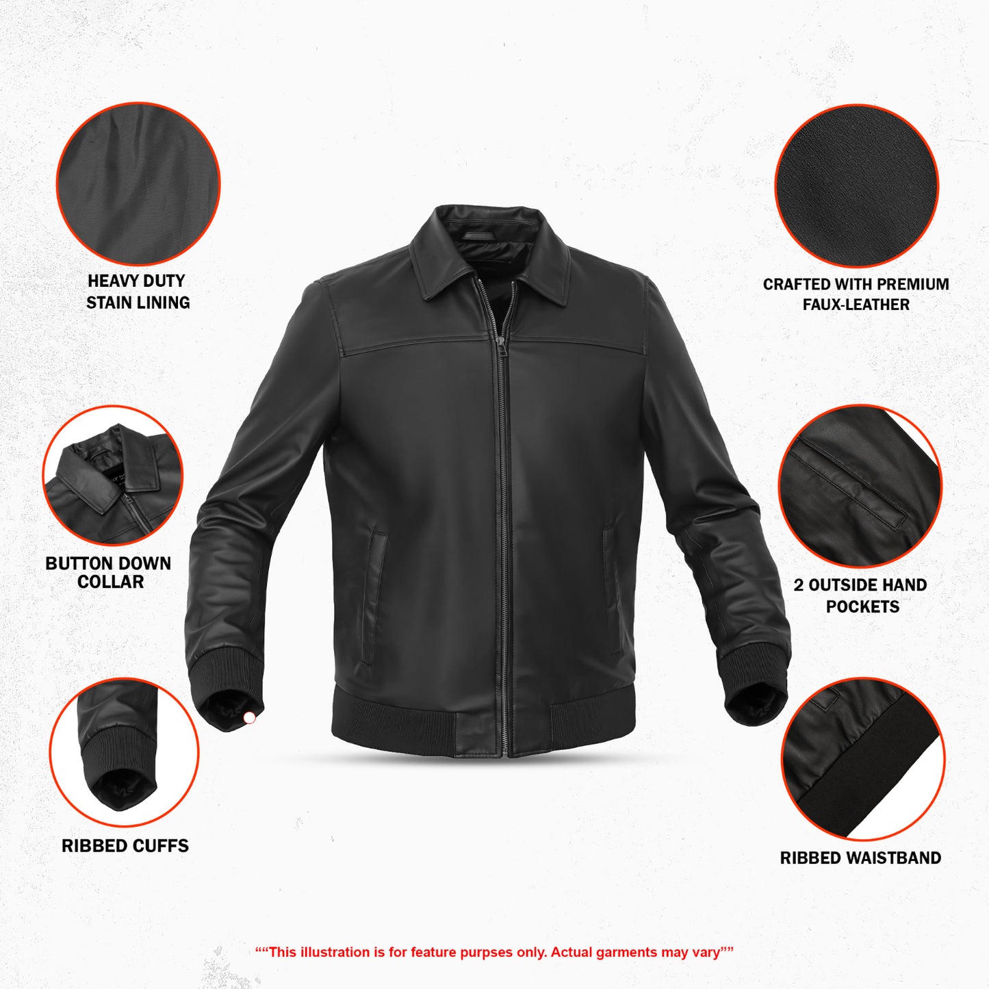 Ravven – Men’s Faux Leather Motorcycle Jacket