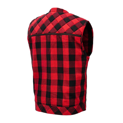 Red Blaze Black and Red Flannel Textile Vest