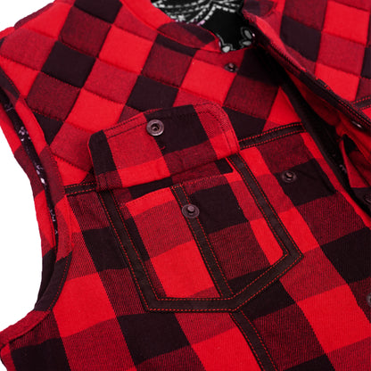 Red Blaze Black and Red Flannel Textile Vest