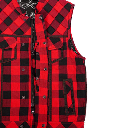 Red Blaze Black and Red Flannel Textile Vest