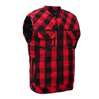 Red Blaze Black and Red Flannel Textile Vest