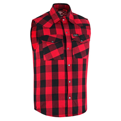 Red Styler Men's Red and Black Sleeveless Flannel
