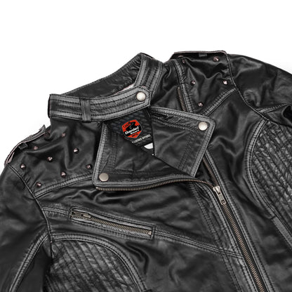 Riot Rose Women’s Leather Motorcycle Jacket