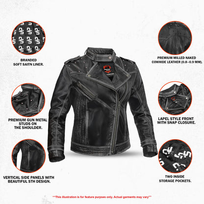 Riot Rose Women’s Leather Motorcycle Jacket