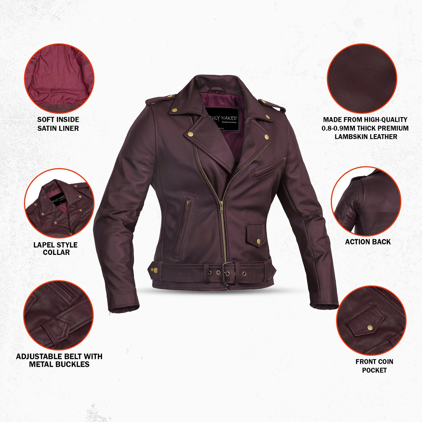Rose Glow Women's Oxblood Fashion Leather Jacket