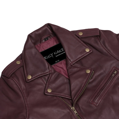 Rose Glow Women's Oxblood Fashion Leather Jacket