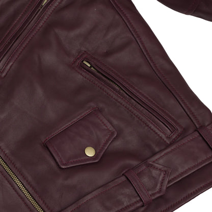 Rose Glow Women's Oxblood Fashion Leather Jacket