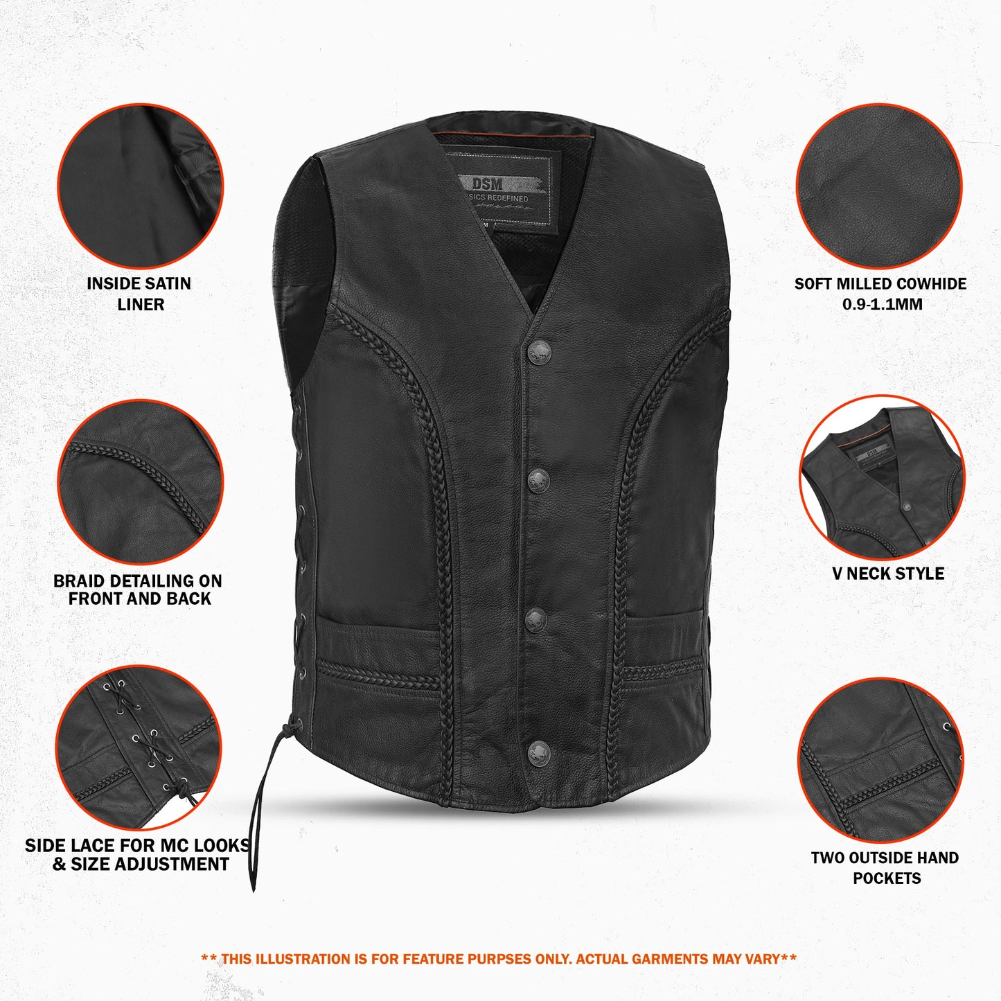 Rustler - Men's Motorcycle Leather Vest