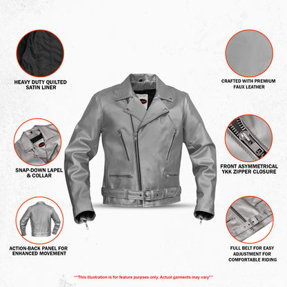 Sinister – Men’s Faux Leather Motorcycle Jacket