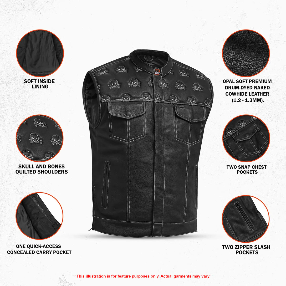 Skullster - Men’s Motorcycle Leather Vest