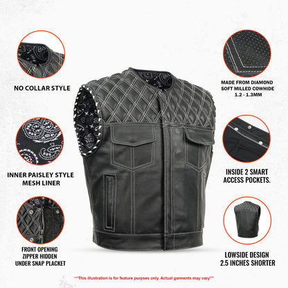 Sledgehammer - Perforated Lowcut Summer Spark Men's Leather Vest