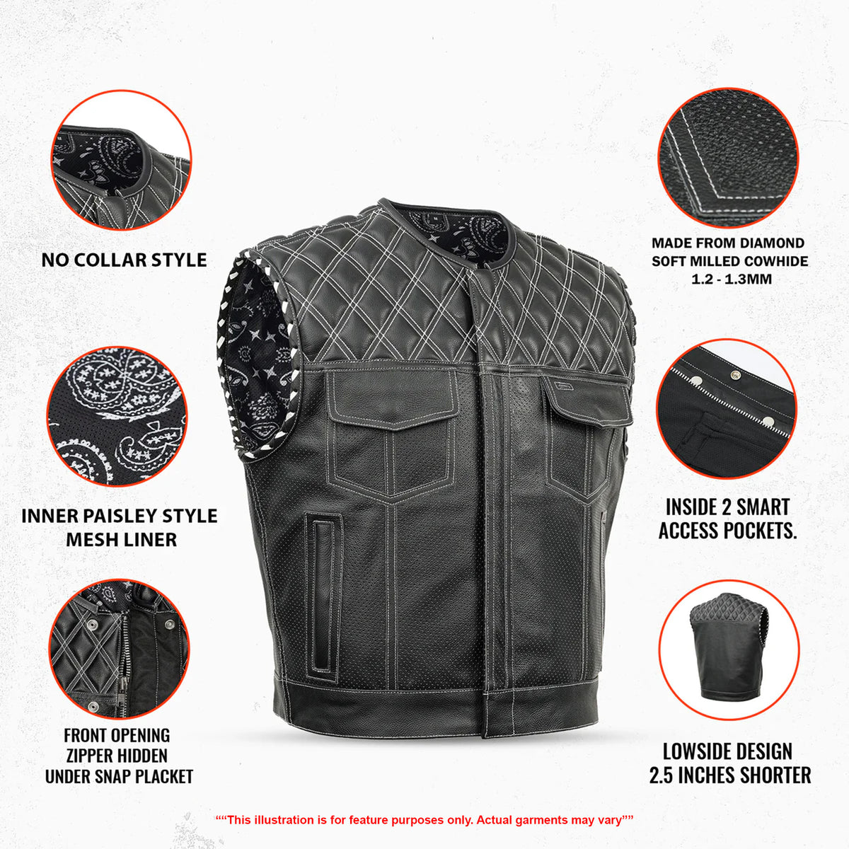 Sledgehammer - Perforated Lowcut Summer Spark Men's Leather Vest