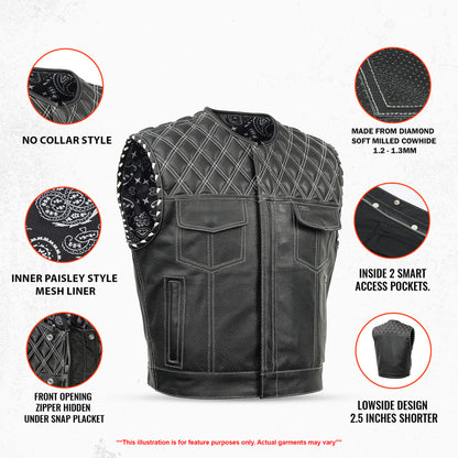 Sledgehammer - Perforated Lowcut Summer Spark Men's Leather Vest