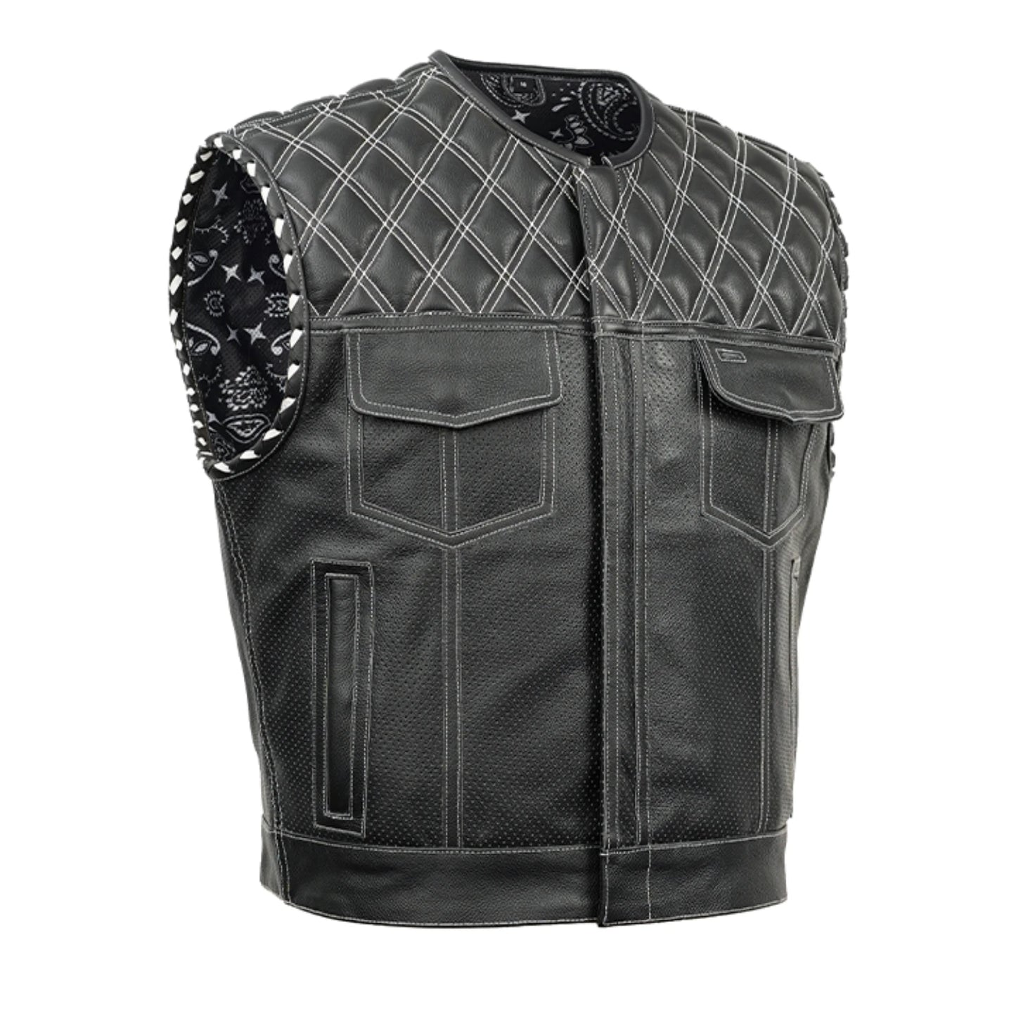 Sledgehammer - Perforated Low Cut Summer Spark Men's Leather Vest