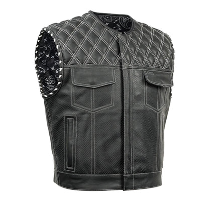 Sledgehammer - Perforated Low Cut Summer Spark Men's Leather Vest