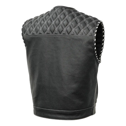 Sledgehammer - Perforated Low Cut Summer Spark Men's Leather Vest