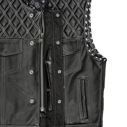 Sledgehammer - Perforated Low Cut Summer Spark Men's Leather Vest