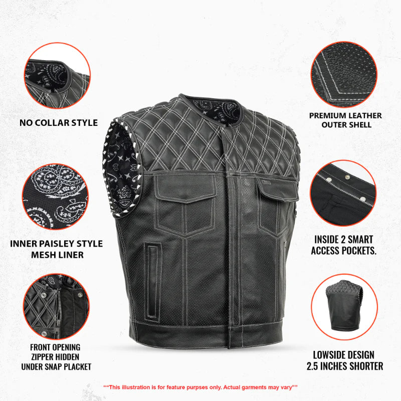 Sledgehammer - Perforated Lowside Summer Spark Men's Leather Vest