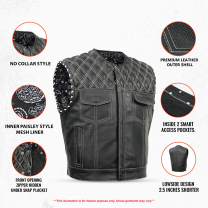 Sledgehammer - Perforated Low Cut Summer Spark Men's Leather Vest