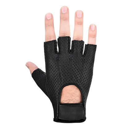 AirRaid Knuckle - Men's Leather Motorcycle Fingerless Gloves