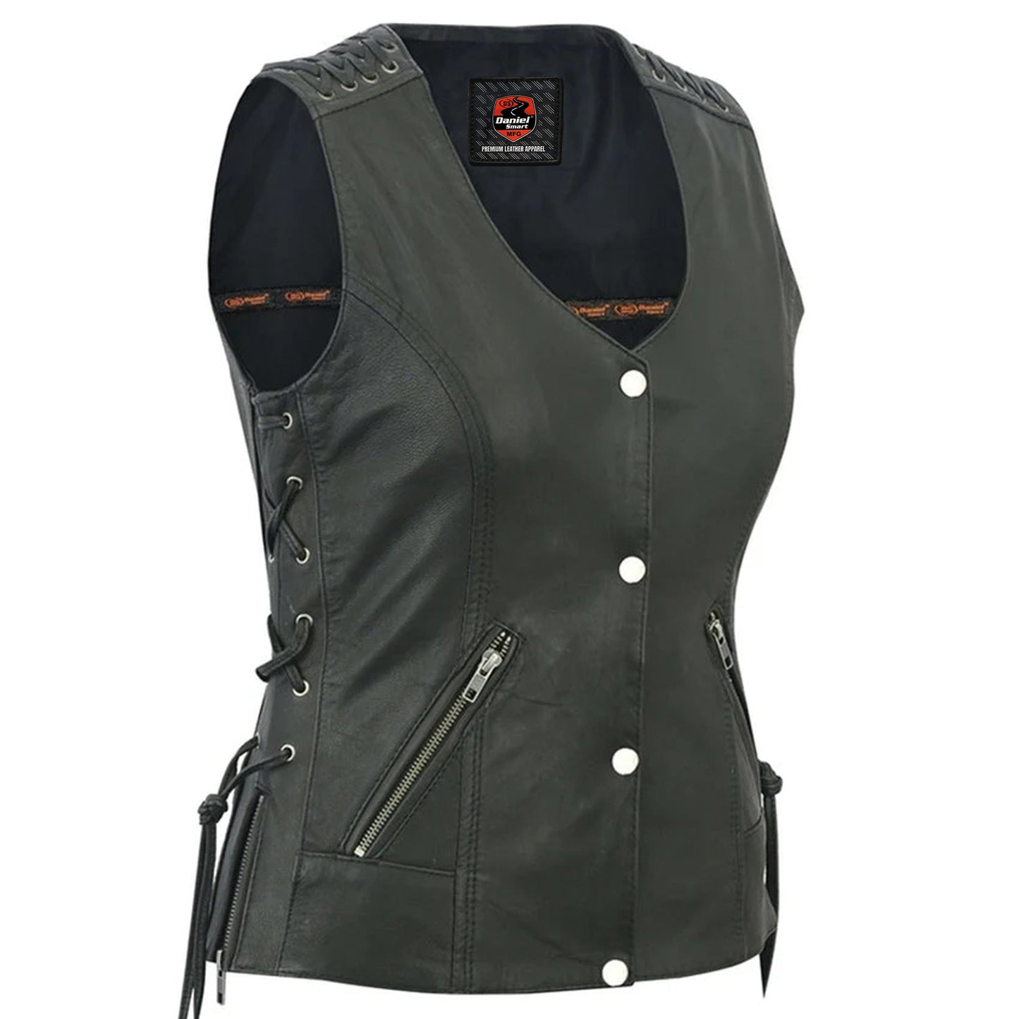 DS285 Women's Vest with Grommet and Lacing Accents