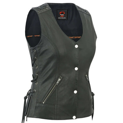 DS285 Women's Vest with Grommet and Lacing Accents