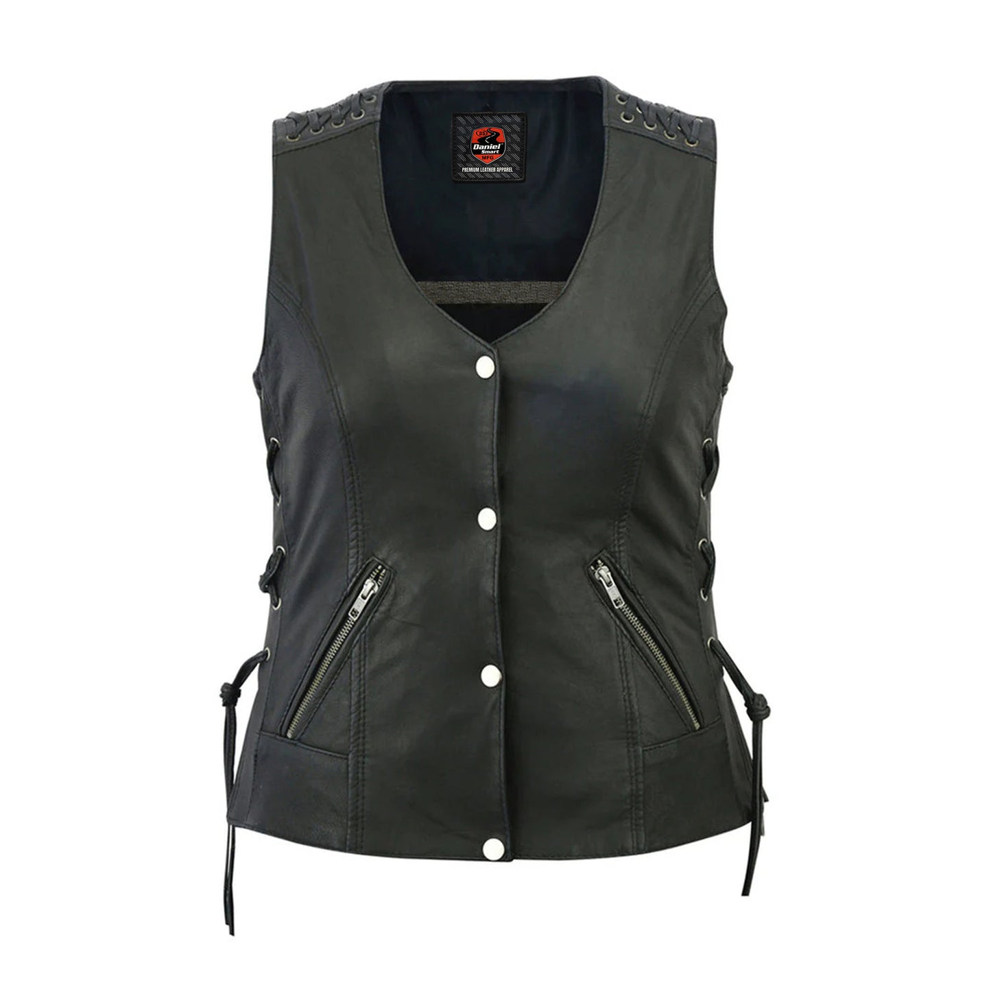DS285 Women's Vest with Grommet and Lacing Accents