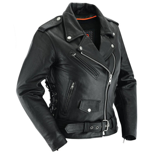 DS831 Women's Classic Side Lace Police Style M/C Jacket