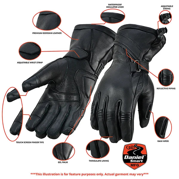 Heritage Hide Men's Deerskin Gauntlet Motorcycle Gloves