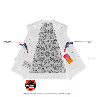 Blue Soul Men’s Black Mesh Textile Vest with Blue Paisley Liner