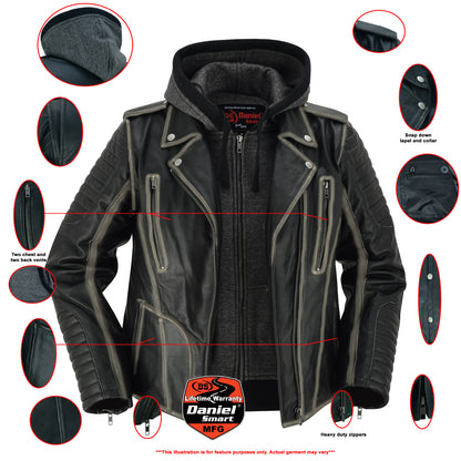 DS877 Women's M/C Jacket with Rub-Off Finish