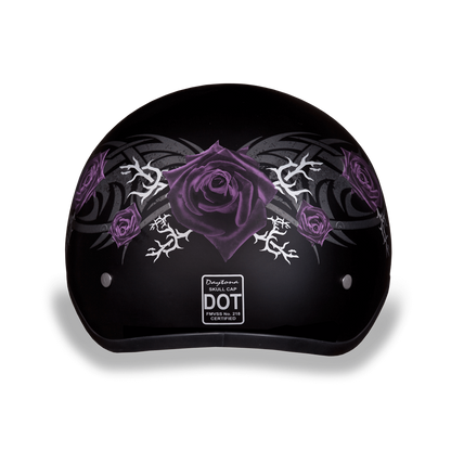 D6-PR D.O.T. DAYTONA SKULL CAP - W/ PURPLE ROSE