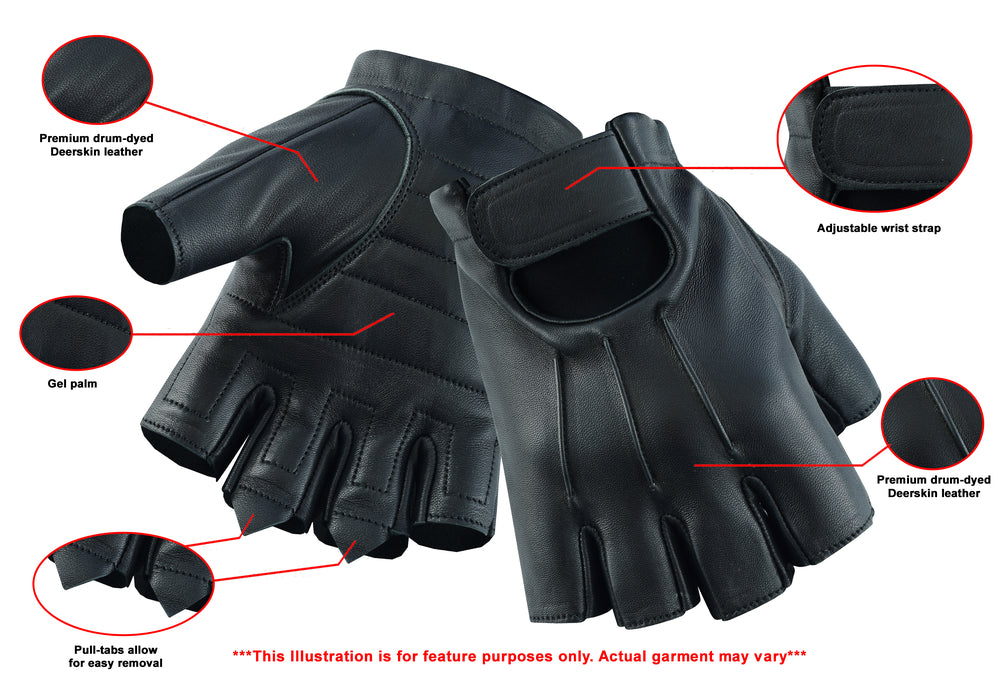 DS26 Men's Hardy Deer Skin Fingerless Glove (BluWater)