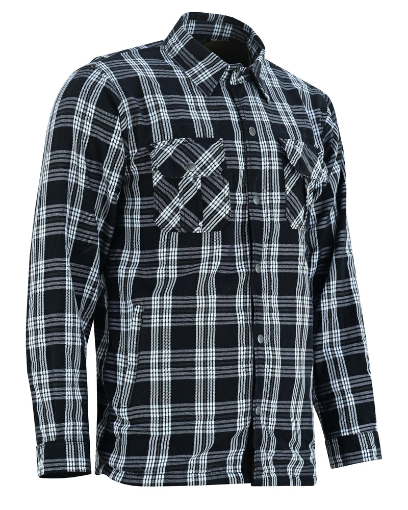 Checkered Champ Men's Black and White Armored Flannel Shirt Daniel Smart Manufacturing